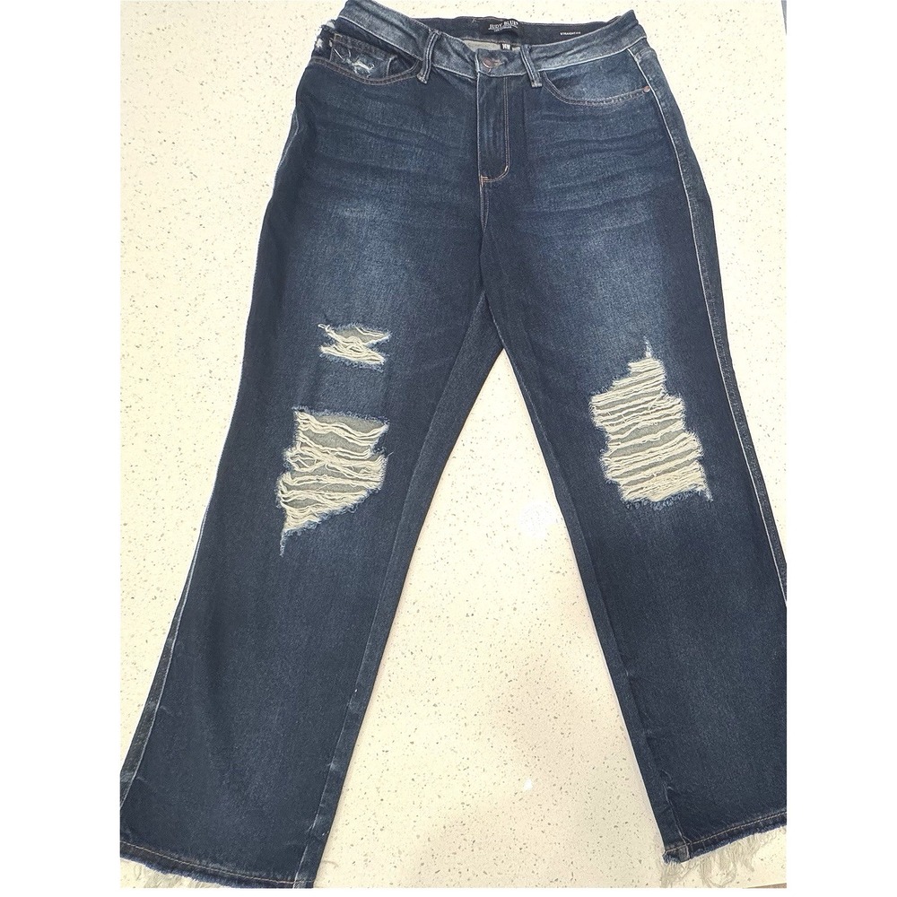 Judy Blue High Waist Rigid Magic Heavy Destroy—Straight Jeans 14W